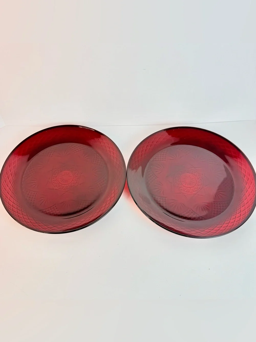 2 VTG Luminarc Cristal D'Arques Durand Ruby Red Glass 10